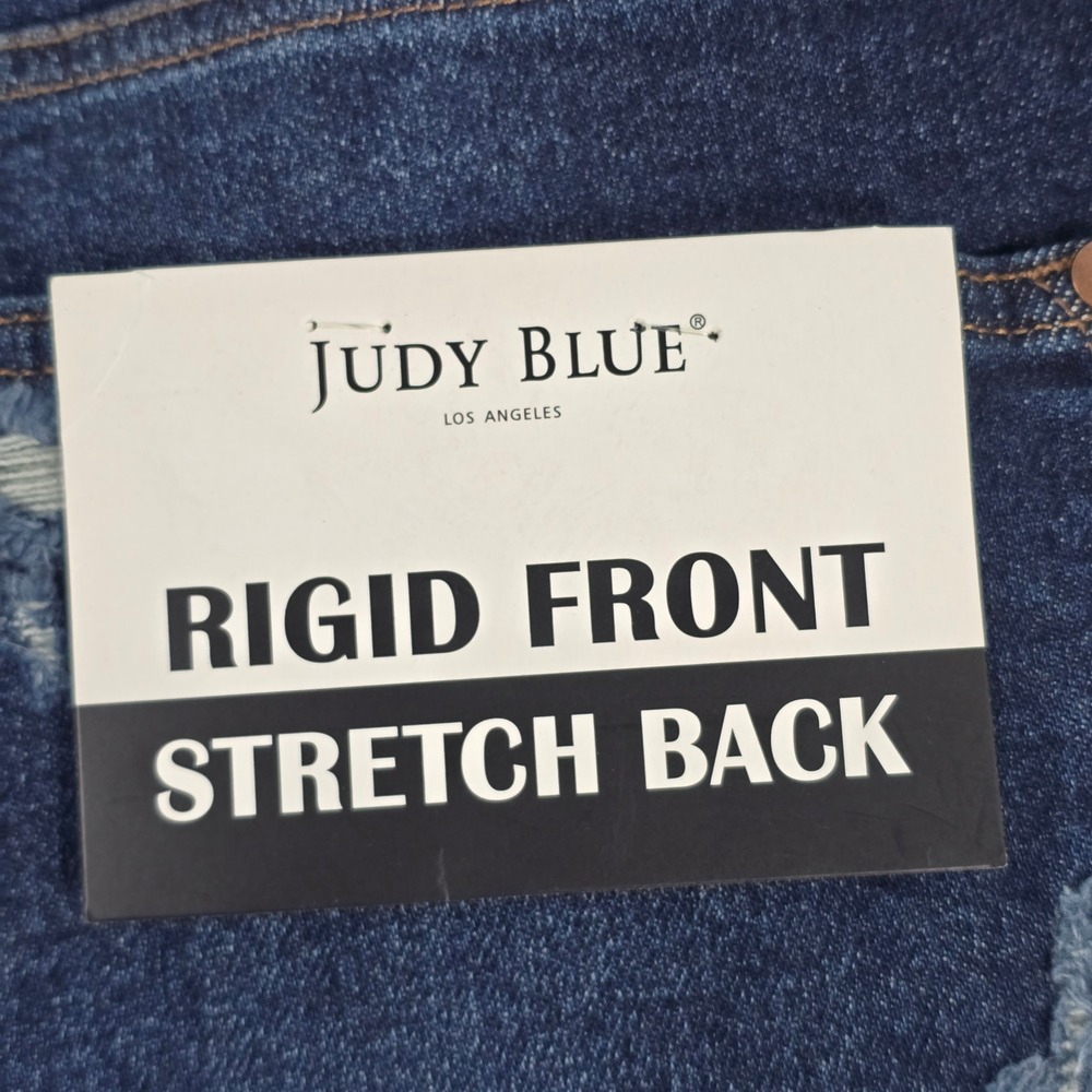 Judy Blue 20W Rigid Front Stretch Back Distressed Dark Wash Straight Leg Jeans‎ - Picture 3 of 10